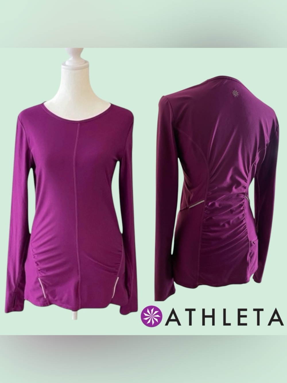 ATHLETA Magenta Long Sleeve Blouse, Small. - Picture 4 of 11